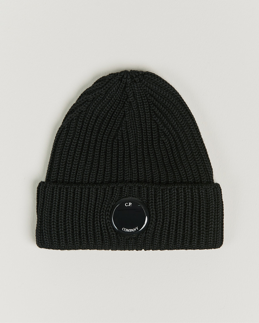 Herre | C.P. Company Knitted Merino Lens Beanie Black | C.P. Company | Knitted Merino Lens Beanie Black