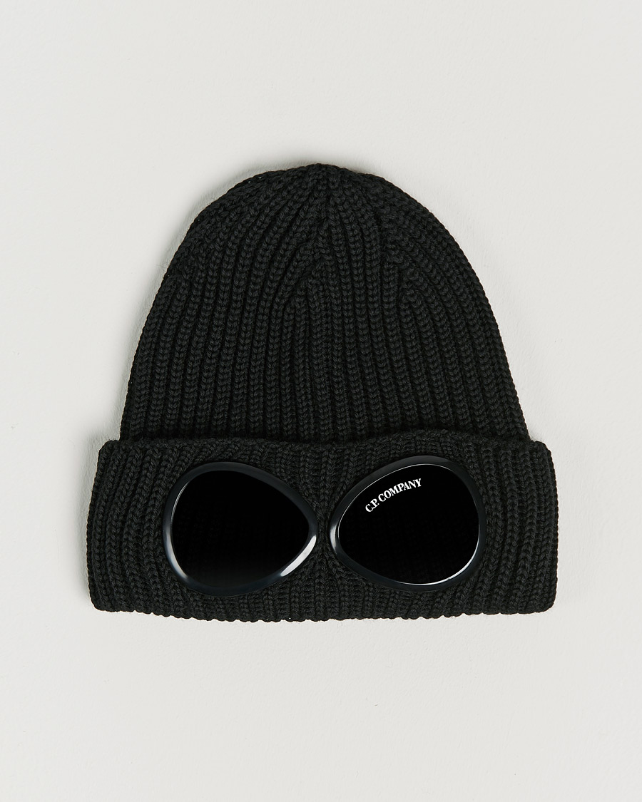 Herre | C.P. Company Knitted Merino Goggle Beanie Black | C.P. Company | Knitted Merino Goggle Beanie Black