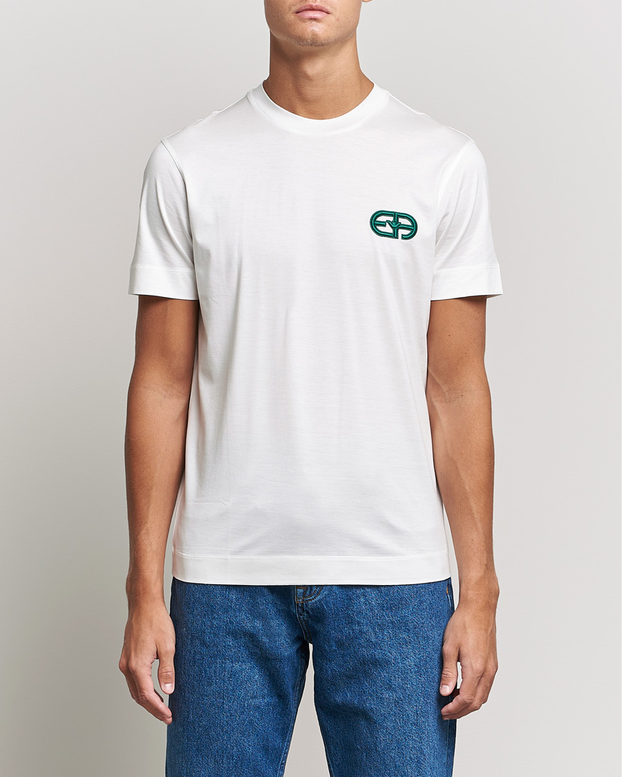 Herre | T-Shirts | Emporio Armani | Cotton Tencel Tee Creme