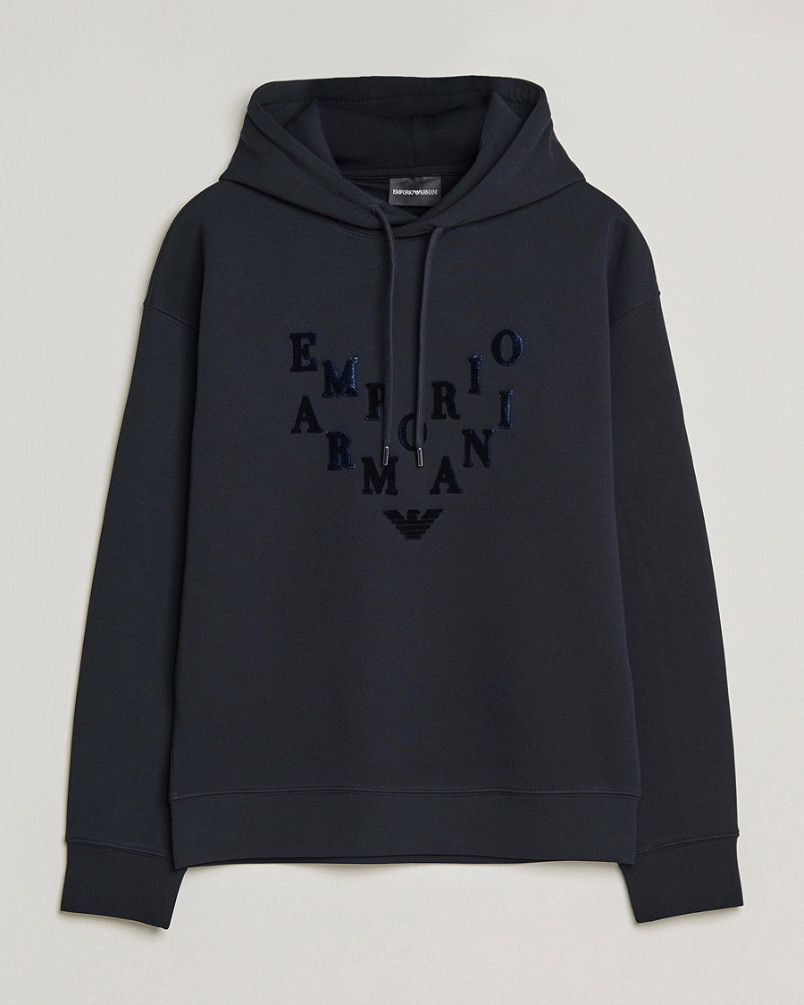 Herre | Trøjer | Emporio Armani | Printed Hoodie Navy