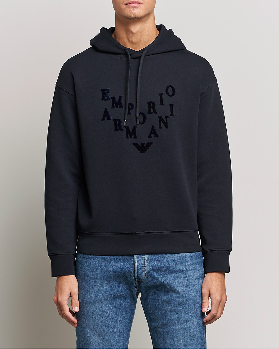 Herre | Trøjer | Emporio Armani | Printed Hoodie Navy