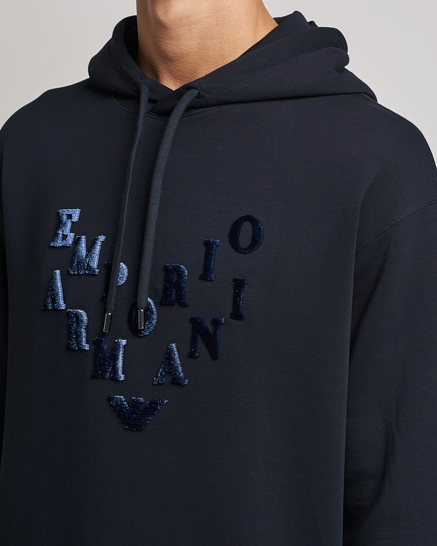 Herre | Trøjer | Emporio Armani | Printed Hoodie Navy