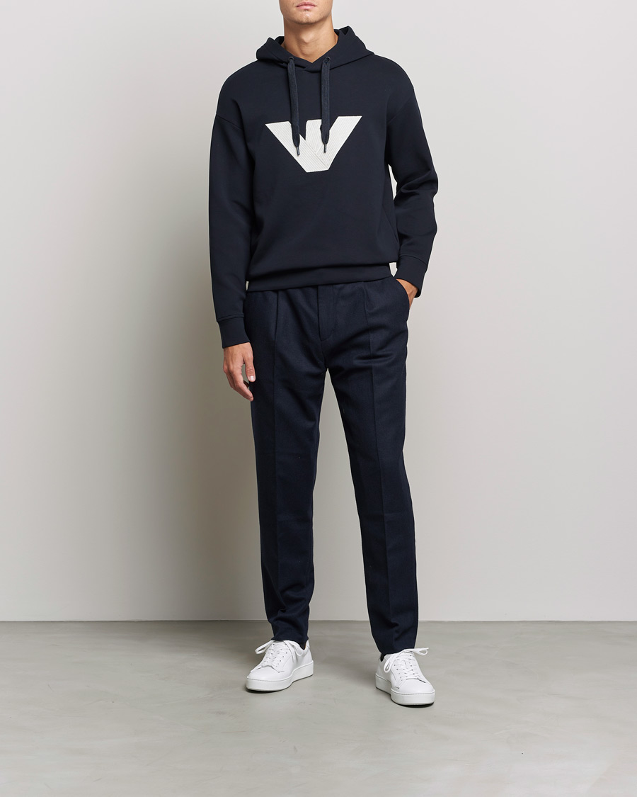 Herre | Trøjer | Emporio Armani | Cotton Eagle Hoodie Navy
