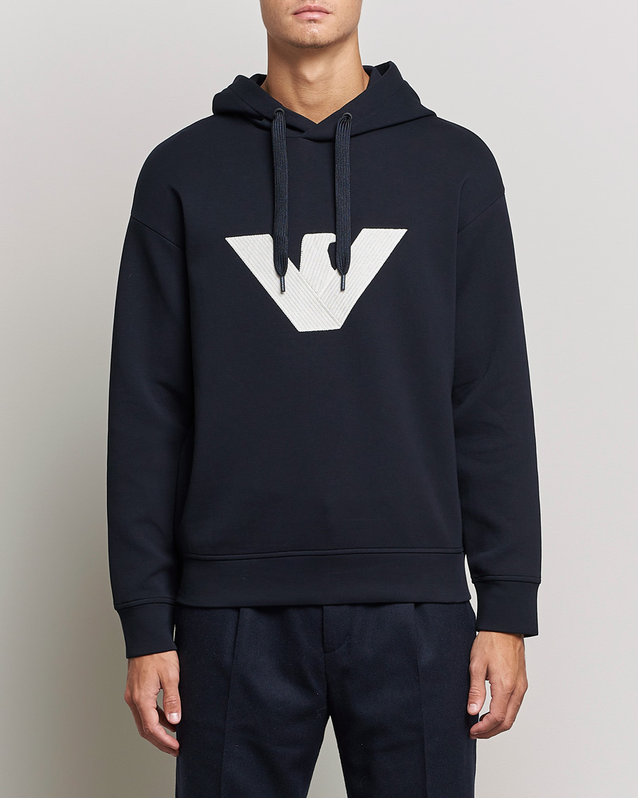 Herre | Trøjer | Emporio Armani | Cotton Eagle Hoodie Navy