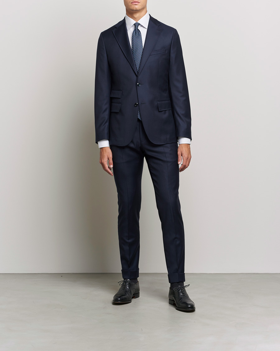 Herre | Skjorter | Eton | Hairline Striped Slim Twill Shirt Navy Blue