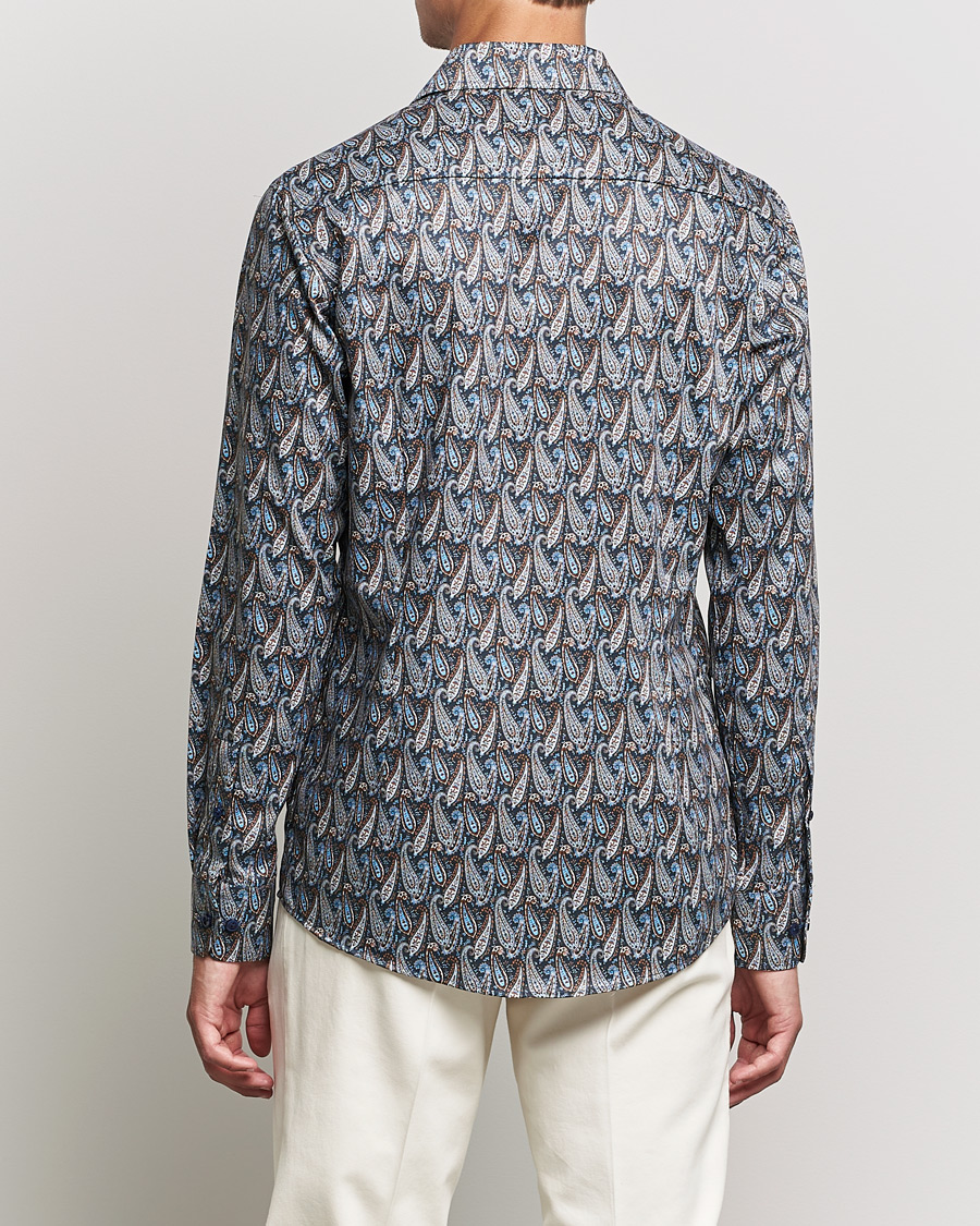 Herre | Skjorter | Eton | Paisley Signature Twill Slim Shirt Navy Blue