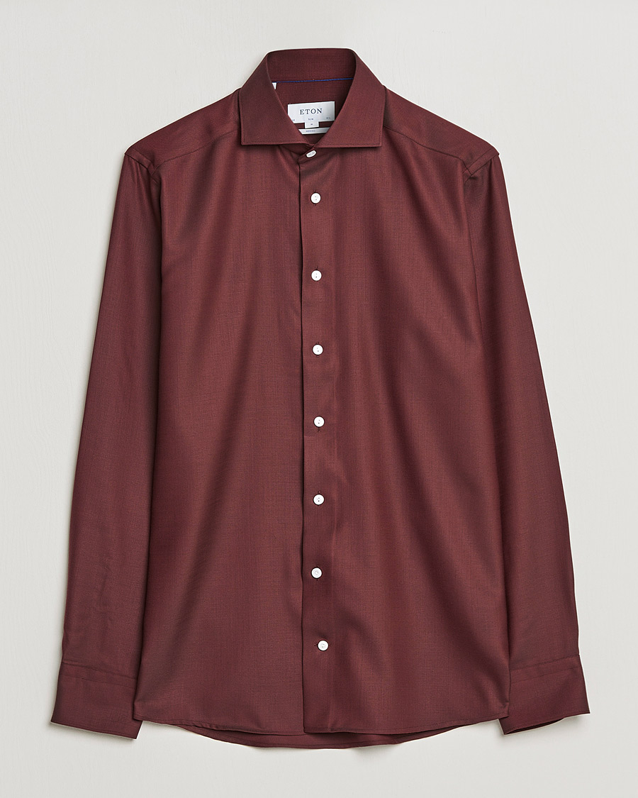 Herre | Skjorter | Eton | Merino Wool Shirt Mid Red