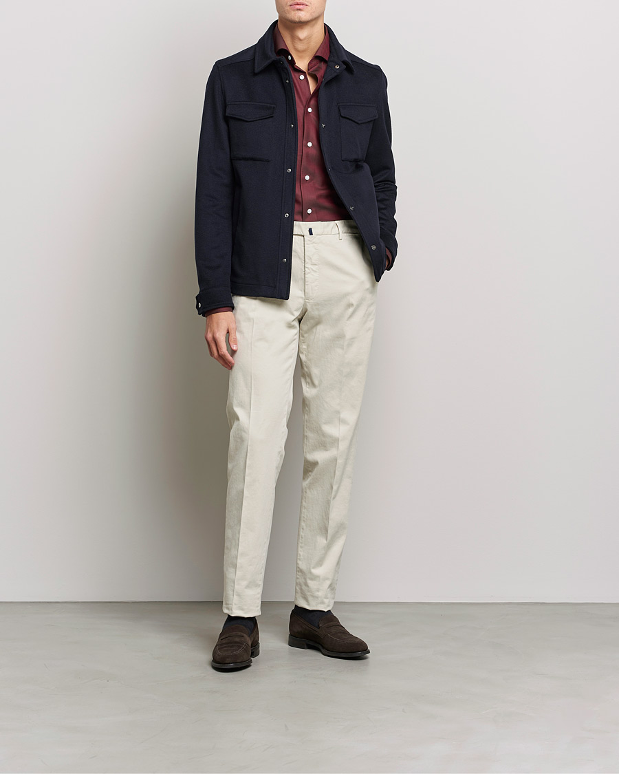 Herre | Skjorter | Eton | Merino Wool Shirt Mid Red