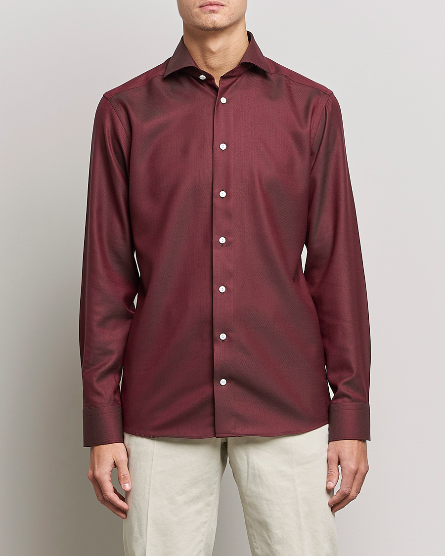 Herre | Skjorter | Eton | Merino Wool Shirt Mid Red