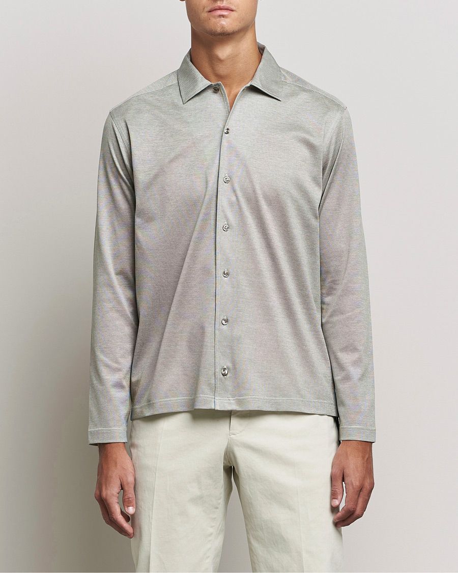 Herre | Langærmede polotrøjer | Eton | Oxford Pique Shirt Light Grey