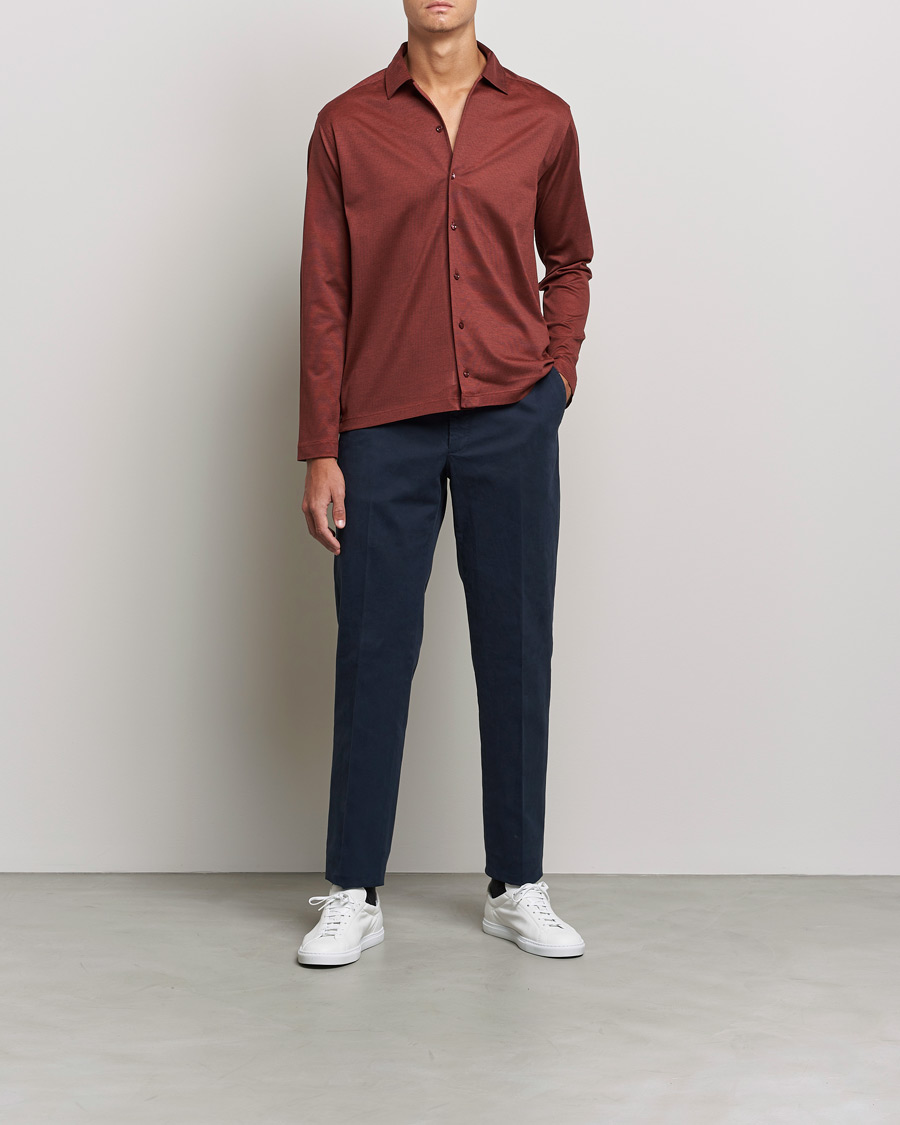 Herre | Trøjer | Eton | Oxford Pique Shirt Mid Red