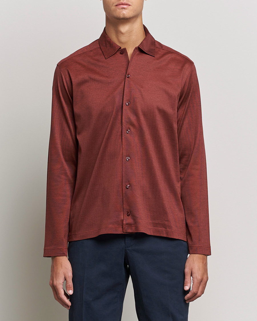 Herre | Langærmede polotrøjer | Eton | Oxford Pique Shirt Mid Red