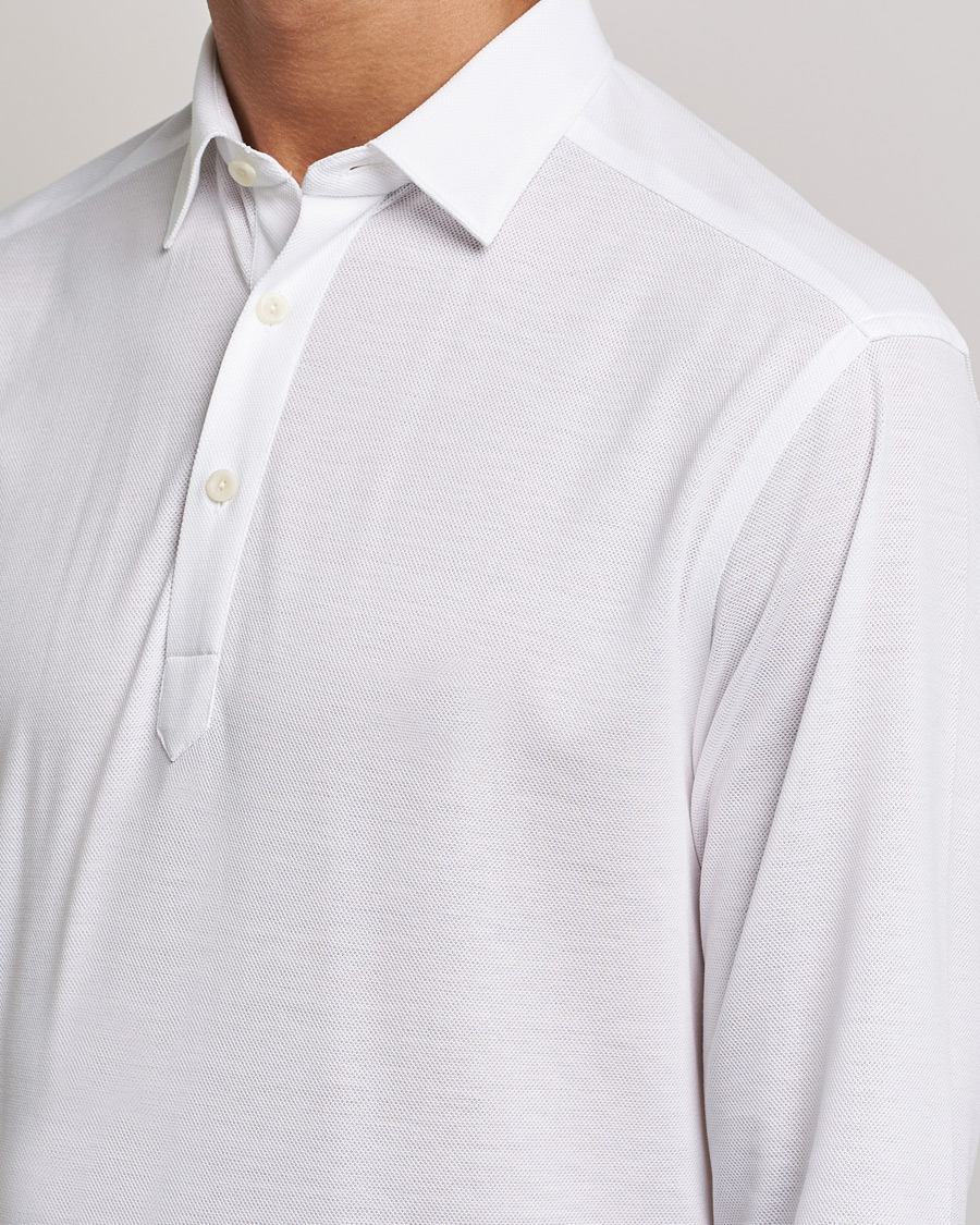 Herre | Trøjer | Eton | Slim Fit Cotton Piqué Popover Shirt White