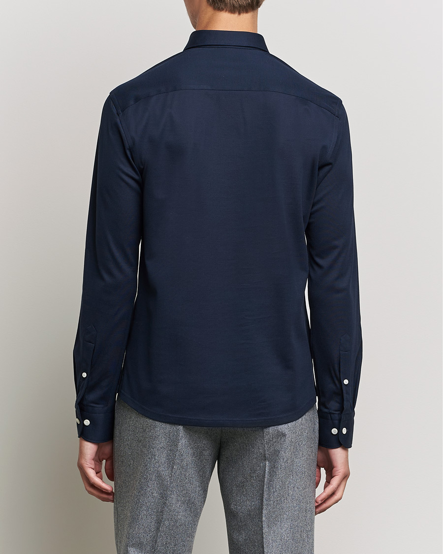 Herre | Trøjer | Eton | Slim Fit Cotton Piqué Popover Shirt Navy