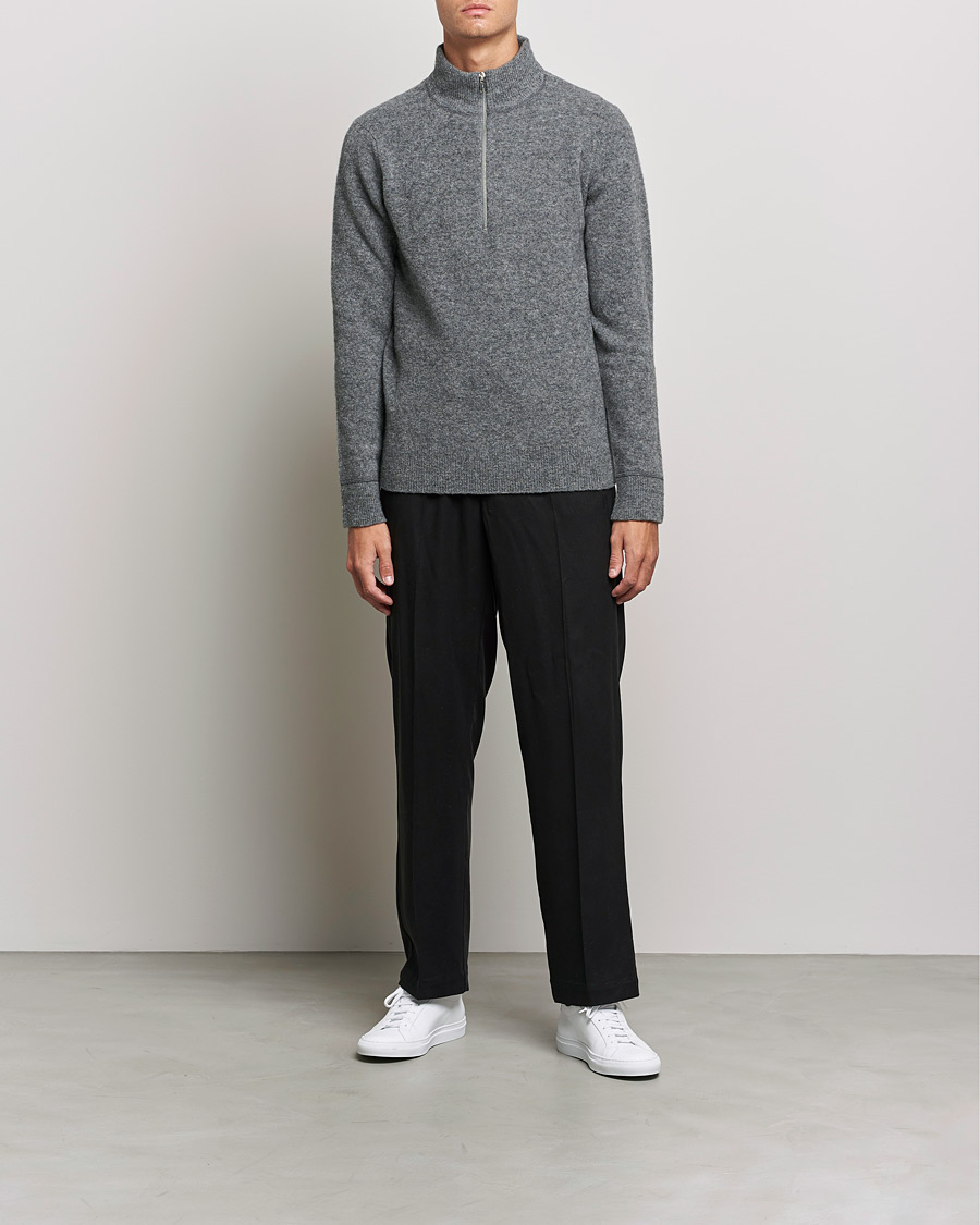 Herre | Trøjer | Filippa K | Andrew Yak Zip Sweater Mid Grey Melange