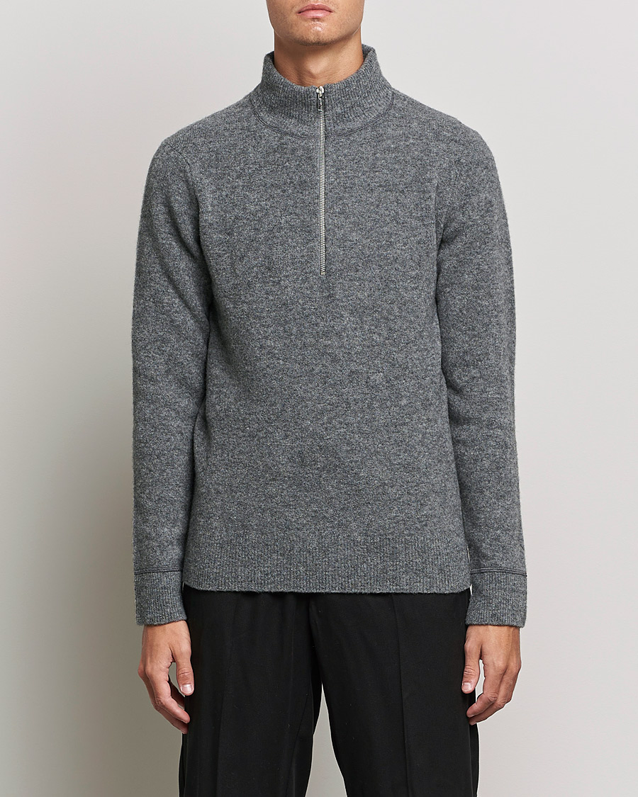 Herre | Trøjer | Filippa K | Andrew Yak Zip Sweater Mid Grey Melange