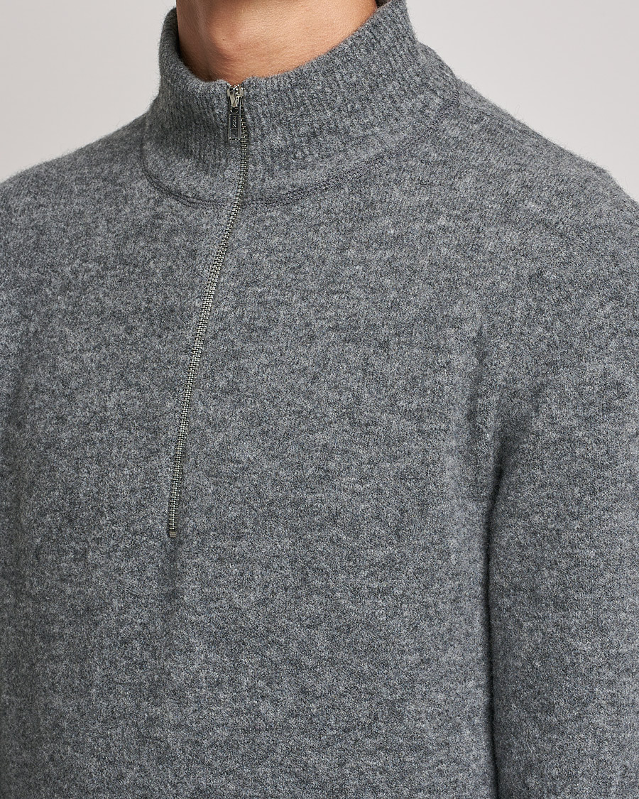 Herre | Trøjer | Filippa K | Andrew Yak Zip Sweater Mid Grey Melange