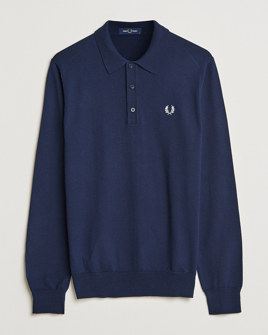 Herre | Trøjer | Fred Perry | Long Sleeve Knitted Shirt Navy