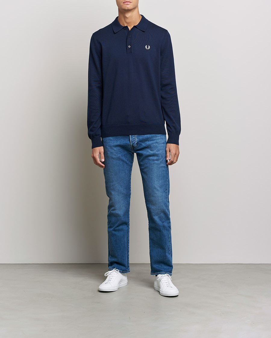 Herre | Fred Perry | Fred Perry | Long Sleeve Knitted Shirt Navy