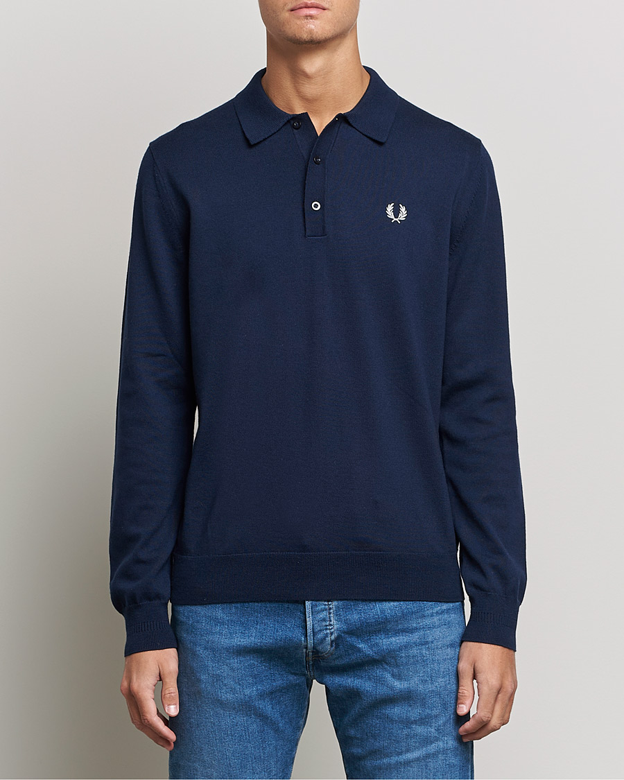 Herre | Trøjer | Fred Perry | Long Sleeve Knitted Shirt Navy