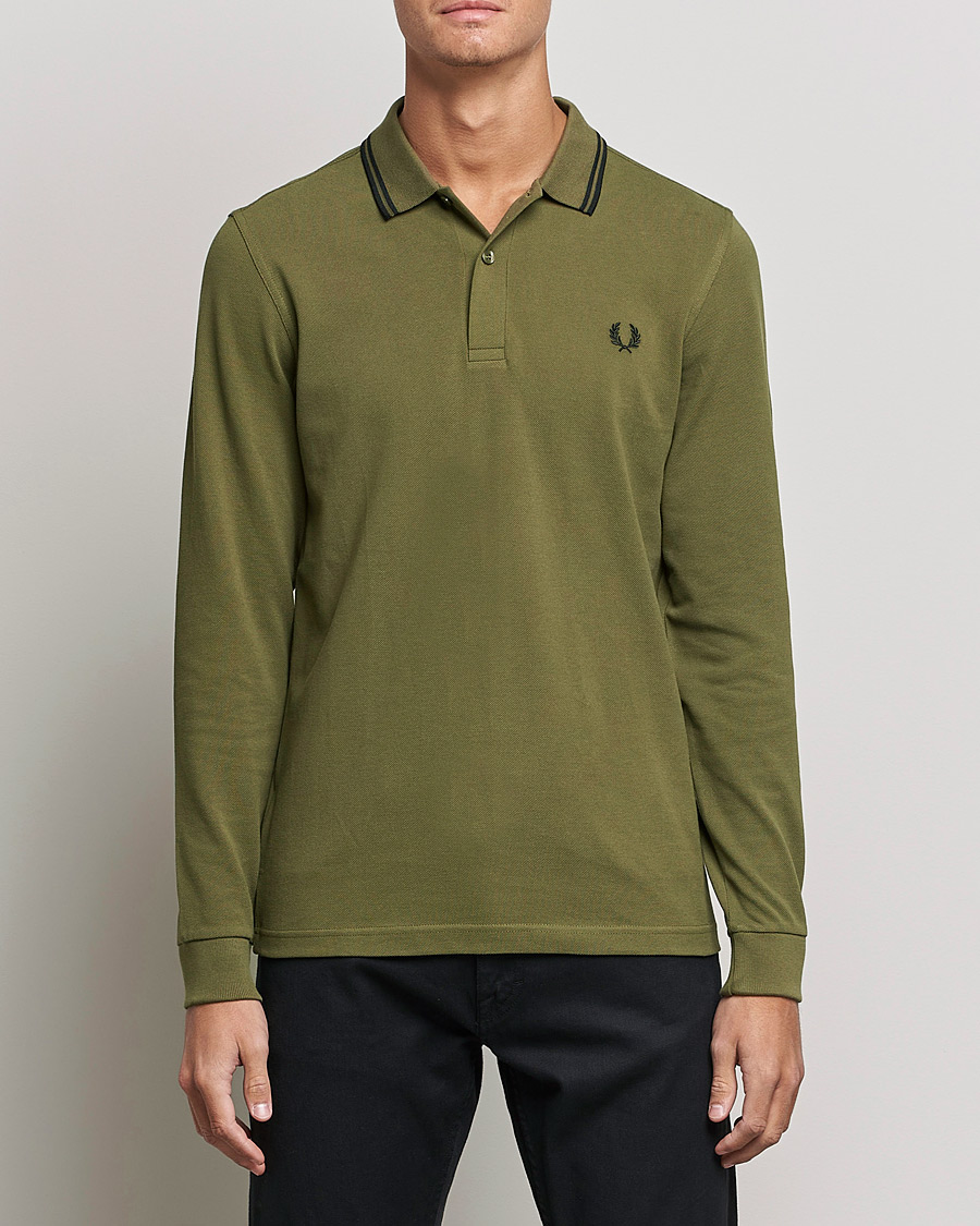 Herre | Langærmede polotrøjer | Fred Perry | Long Sleeve Twin Tipped Shirt Uniform Green