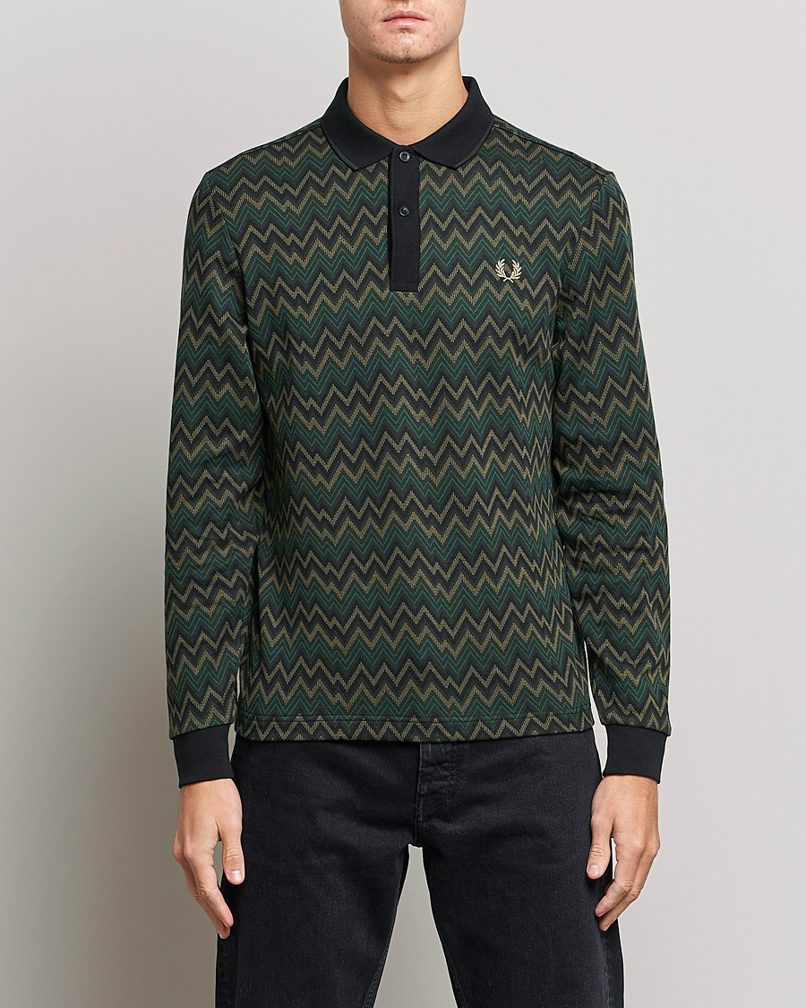 Herre | Strikkede polotrøjer | Fred Perry | Jaquard Polo Shirt Night Green