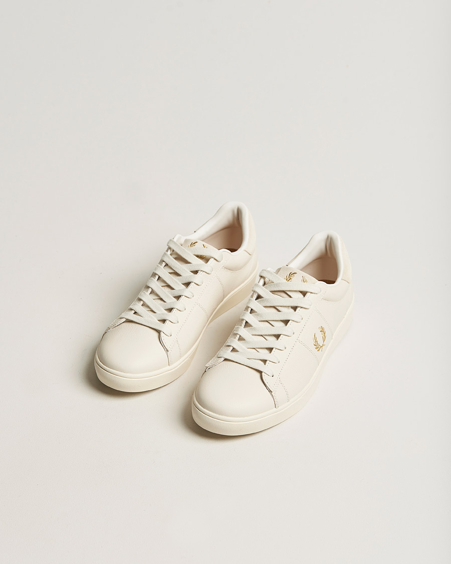 Herre | Fred Perry Spencer Tumbled Leather Sneaker Ecru | Fred Perry | Spencer Tumbled Leather Sneaker Ecru