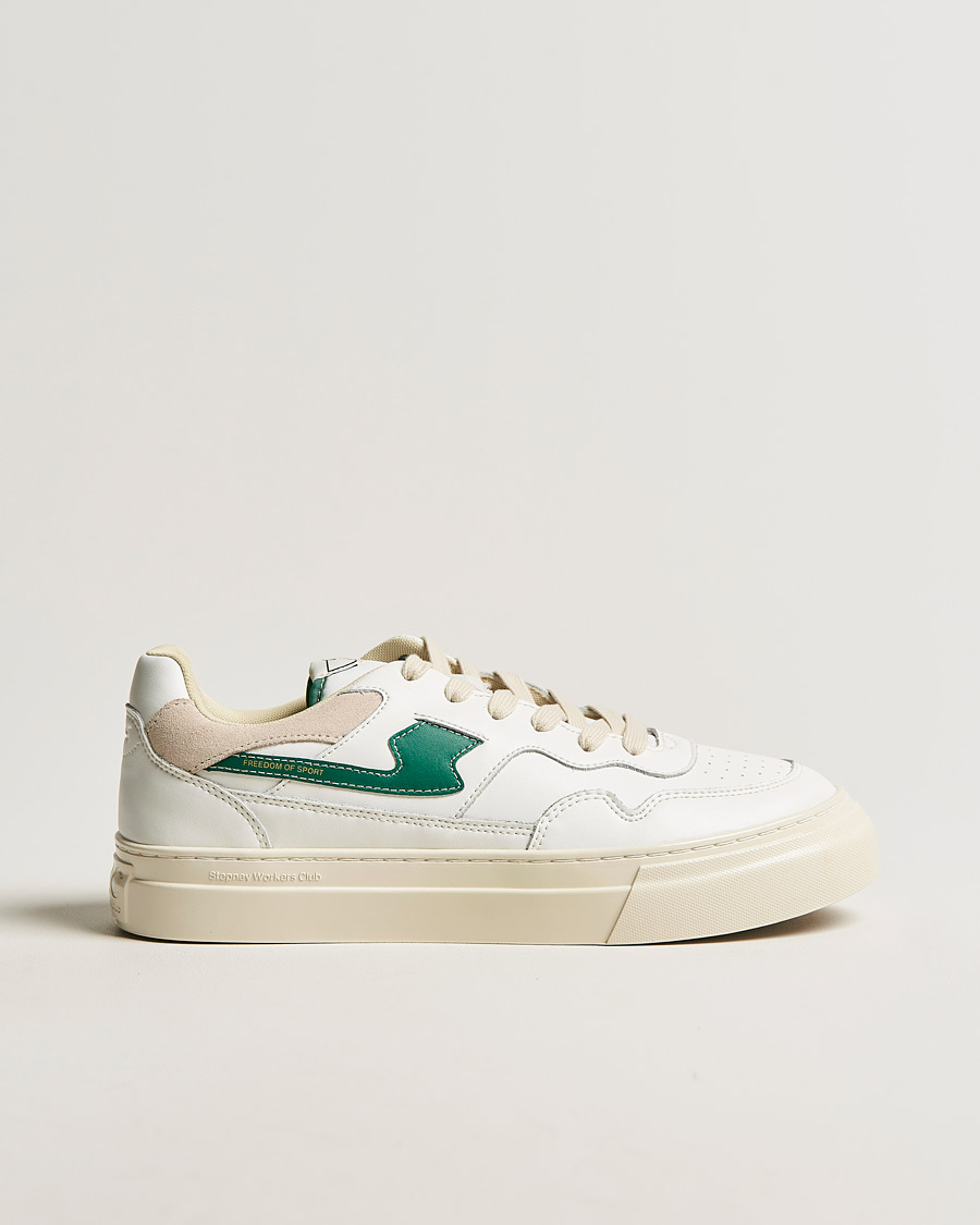 Herre | Stepney Workers Club Pearl S-Strike Leather Sneaker White Green | Stepney Workers Club | Pearl S-Strike Leather Sneaker White Green