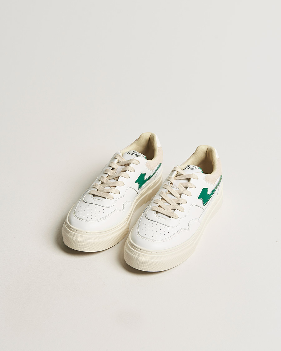 Herre | Stepney Workers Club Pearl S-Strike Leather Sneaker White Green | Stepney Workers Club | Pearl S-Strike Leather Sneaker White Green