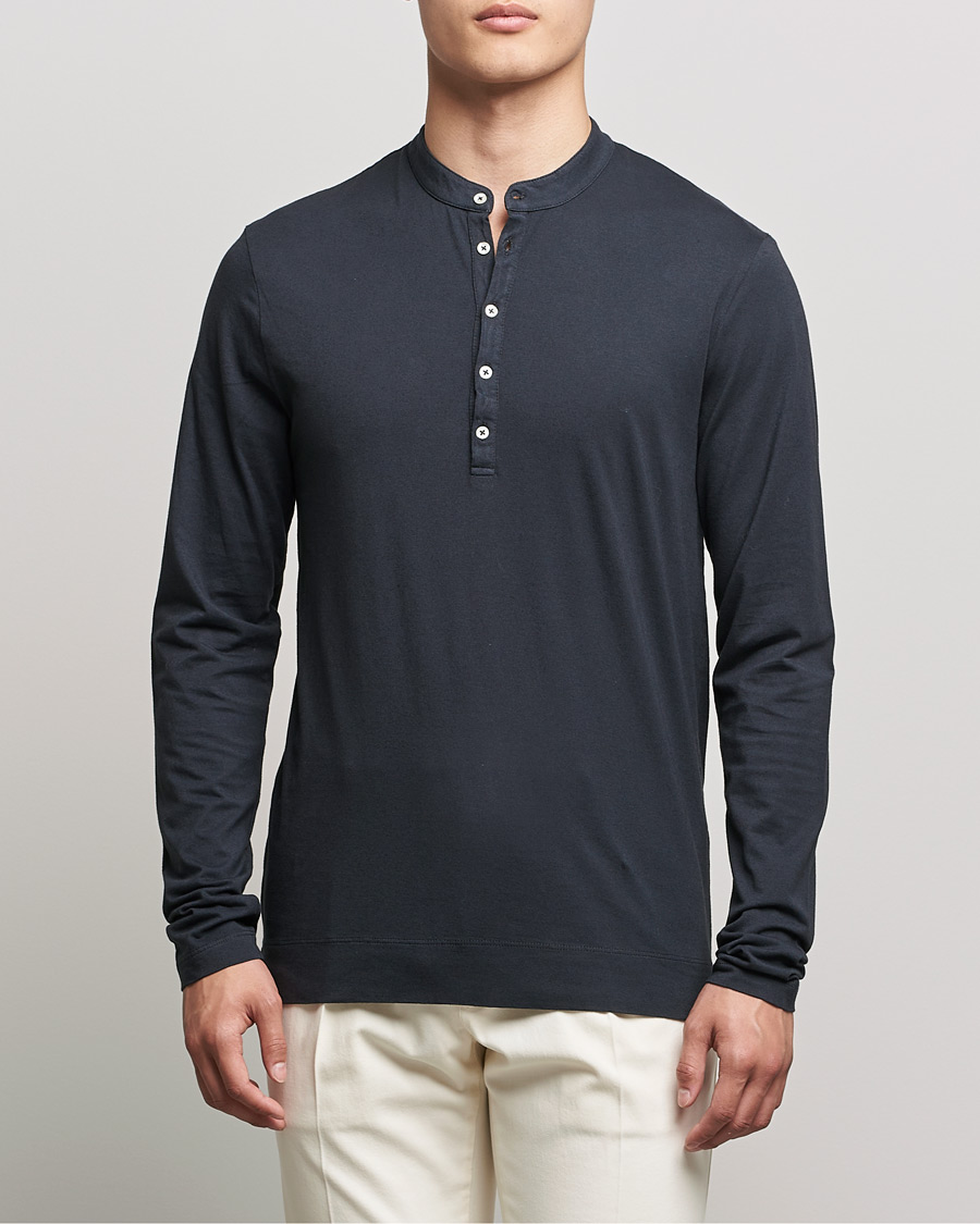 Herre | Trøjer | Massimo Alba | Hawai Cotton/Cashmere Henley Washed Black