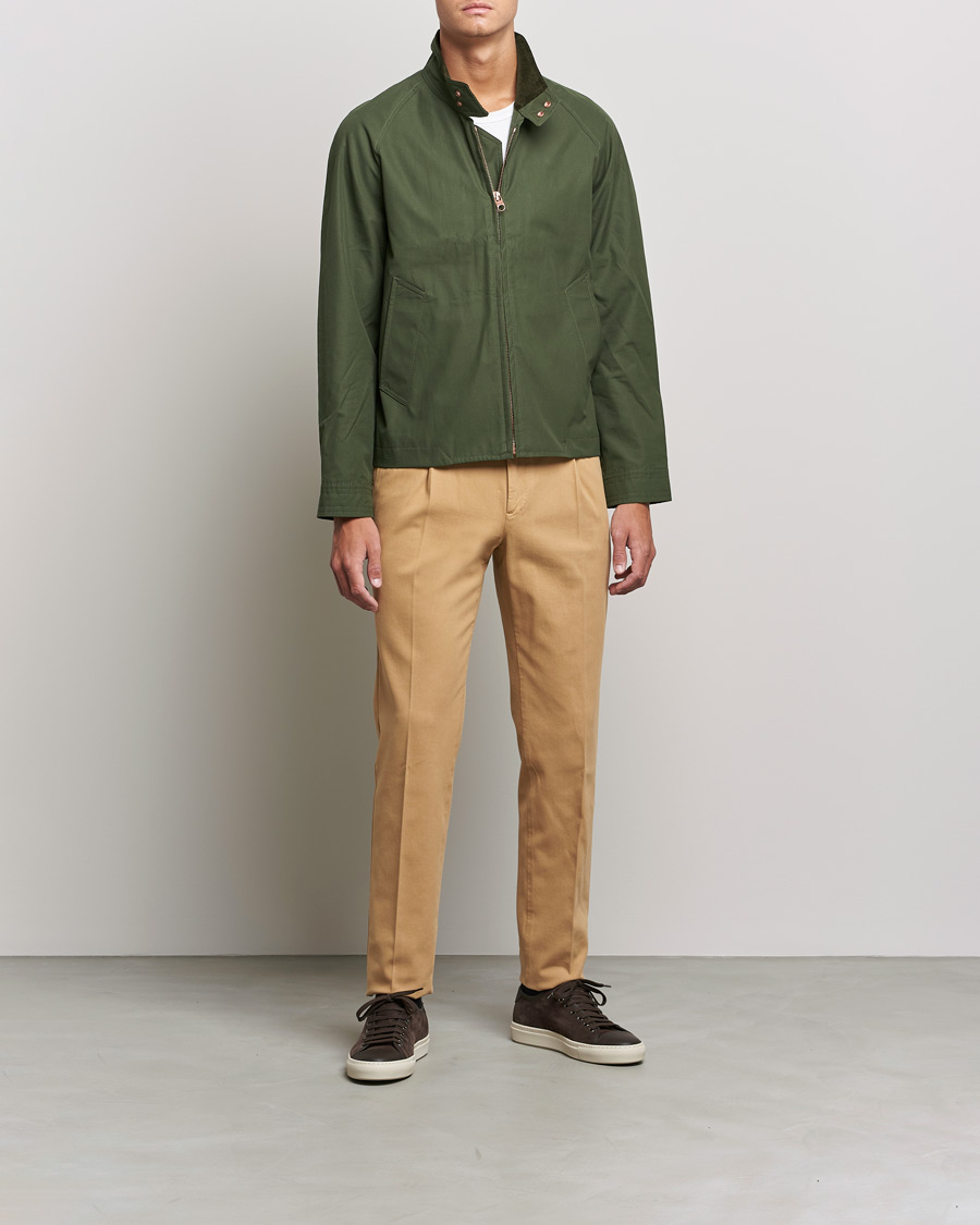 Herre | Bukser | PT01 | Slim Fit Pleated Cotton Stretch Chinos Khaki