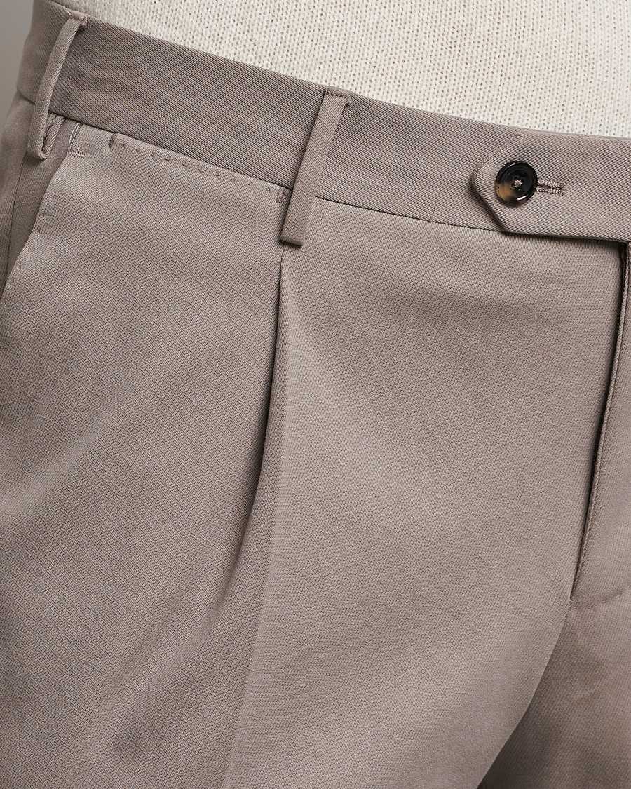 Herre | Bukser | PT01 | Slim Fit Pleated Cotton/Cashmere Chinos Beige