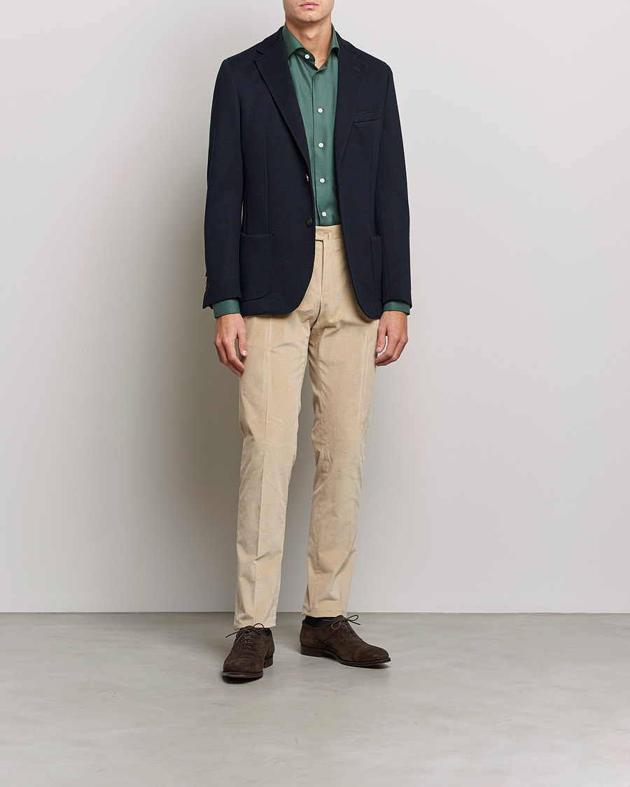 Herre | Bukser | PT01 | Slim Fit Pleated Corduroy Trousers Light Beige