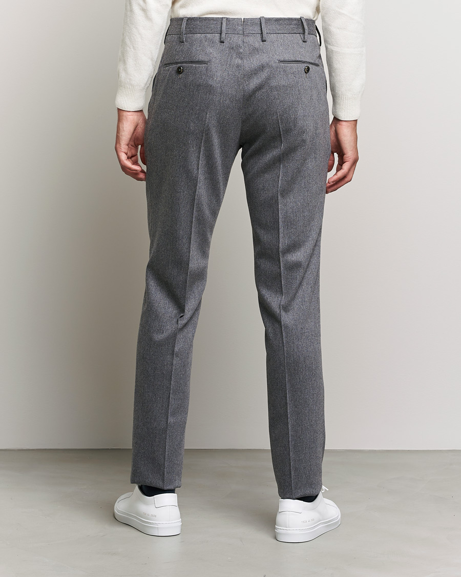Herre | Bukser | PT01 | Slim Fit Pleated Flannel Trousers Light Grey