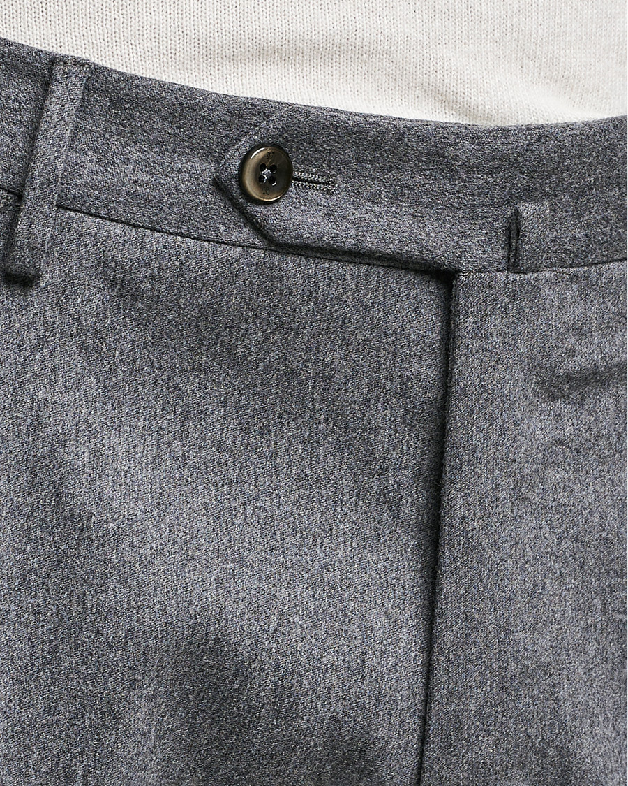 Herre | Bukser | PT01 | Slim Fit Pleated Flannel Trousers Light Grey
