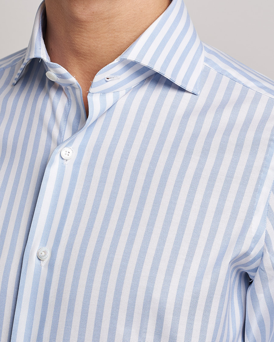 Herre | Skjorter | Finamore Napoli | Milano Slim Comfort Shirt Light Blue Stripe