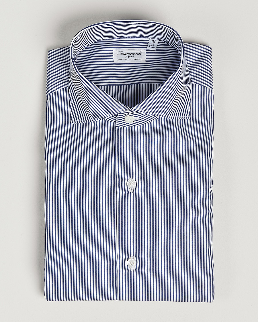 Herre | Skjorter | Finamore Napoli | Milano Slim Dress Shirt Light Blue Stripe