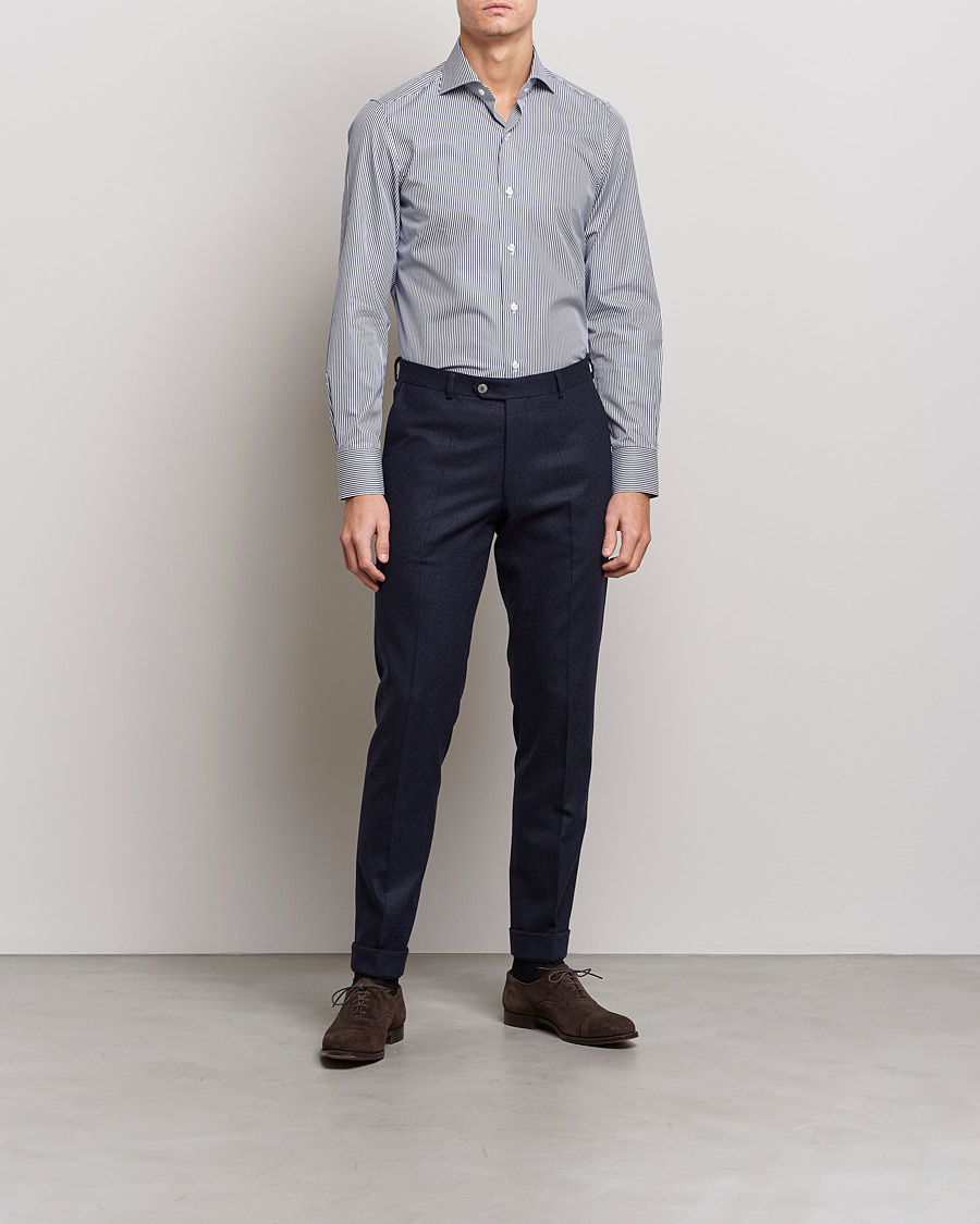 Herre | Casualskjorter | Finamore Napoli | Milano Slim Dress Shirt Light Blue Stripe