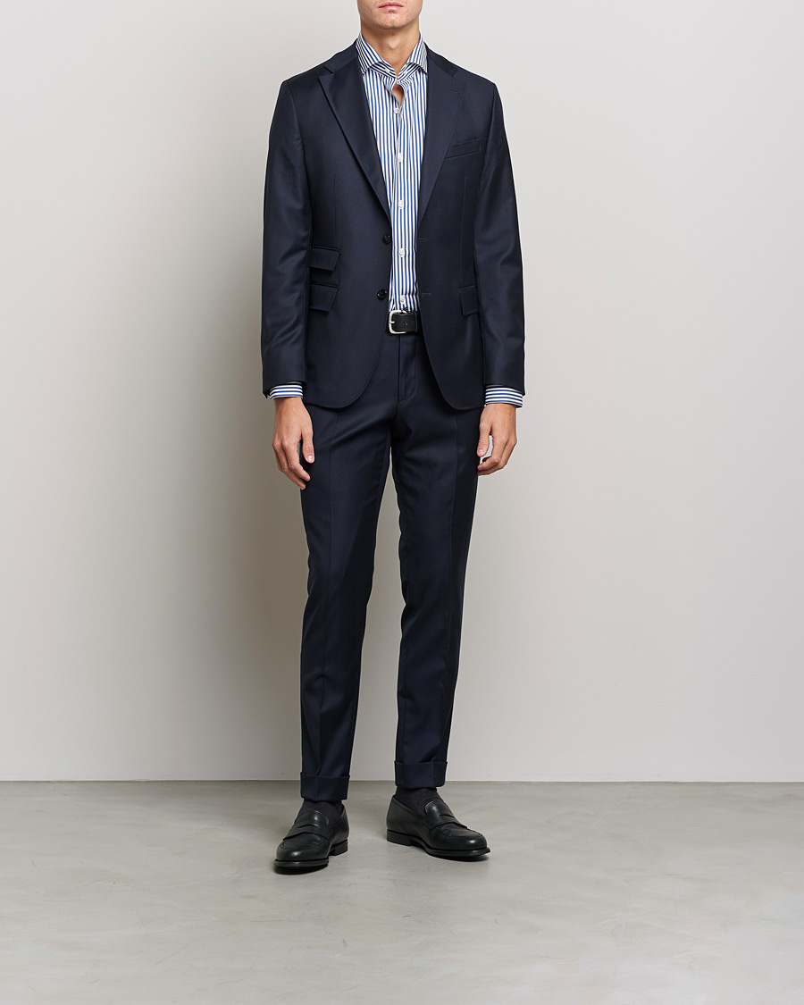 Herre | Businessskjorter | Finamore Napoli | Milano Slim Dress Shirt Blue Stripe