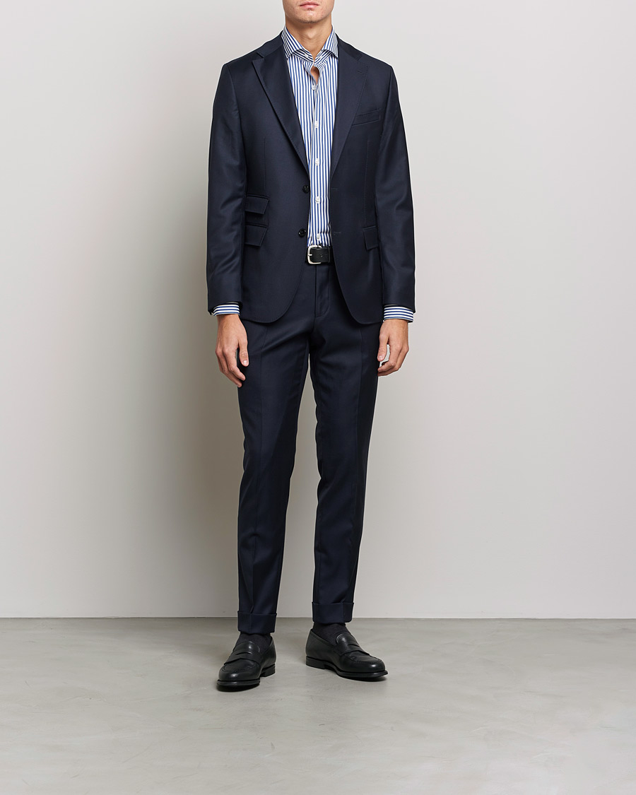 Herre | Skjorter | Finamore Napoli | Milano Slim Dress Shirt Blue Stripe