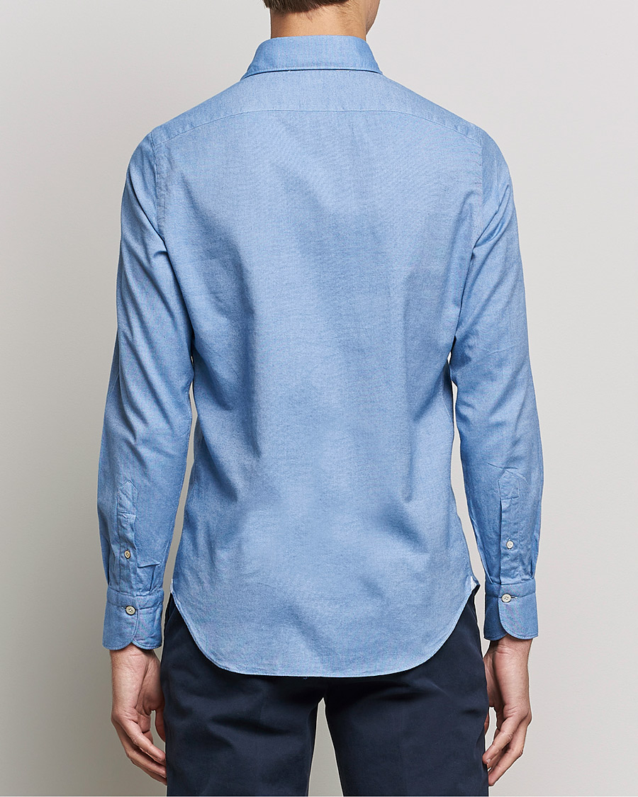 Herre | Skjorter | Finamore Napoli | Tokyo Slim Flannel Shirt Light Blue