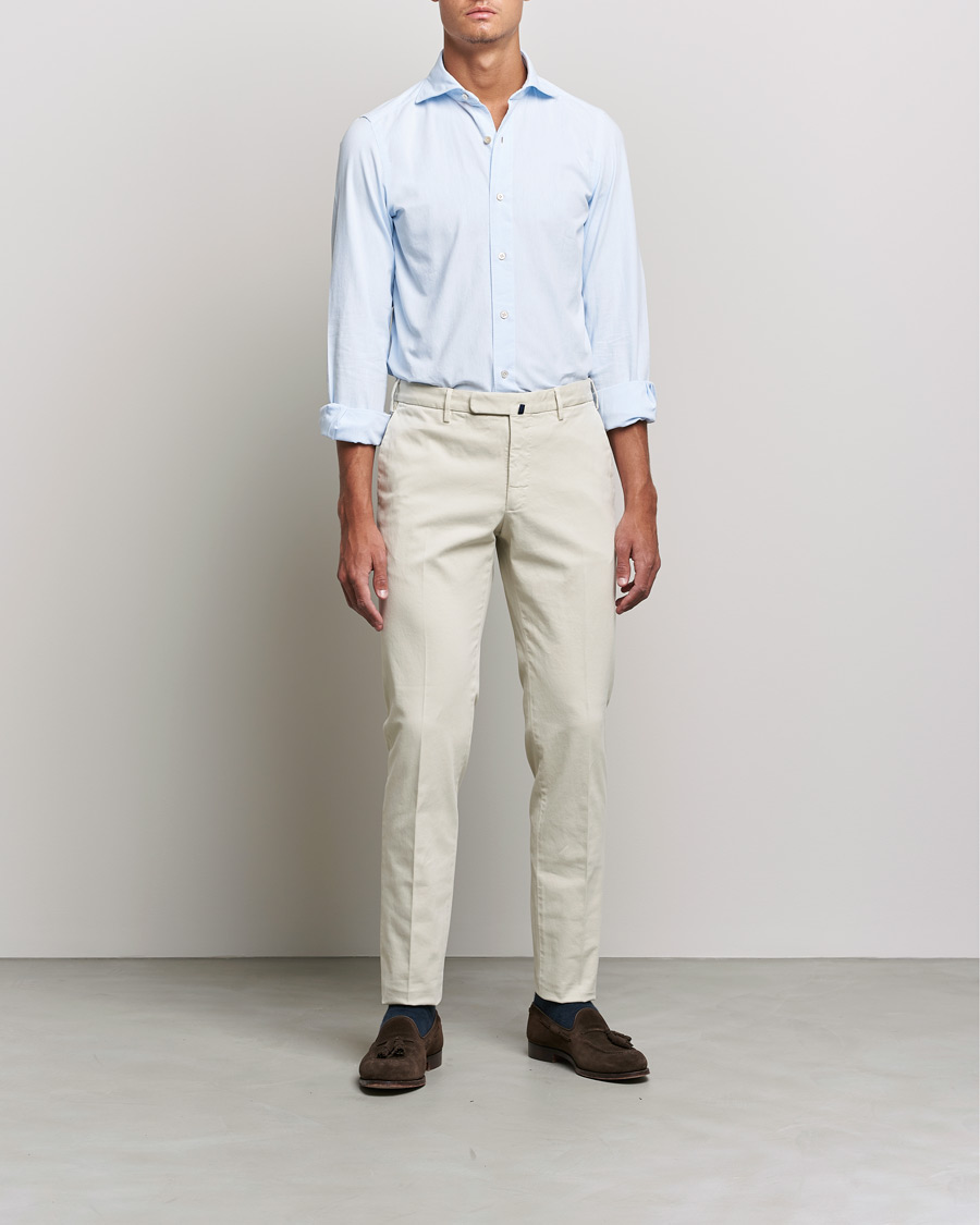 Herre | Denimskjorter | Finamore Napoli | Tokyo Slim Original Chambray Shirt Light Blue