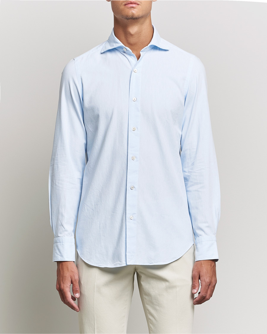 Herre | Skjorter | Finamore Napoli | Tokyo Slim Original Chambray Shirt Light Blue