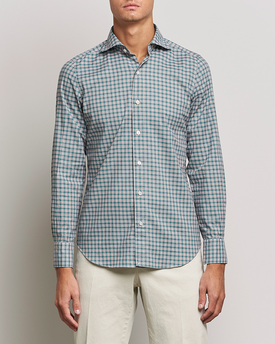 Herre | Skjorter | Finamore Napoli | Tokyo Slim Shirt Green Check