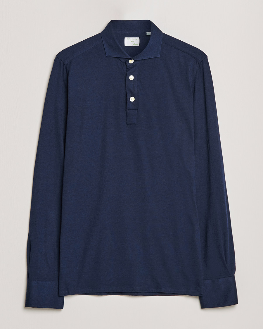 Herre | Trøjer | Finamore Napoli | Orlando Cashmere Blend Long Sleeve Polo Navy