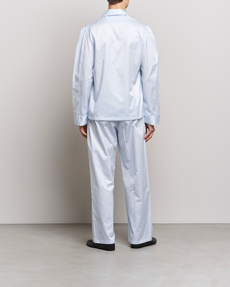 Herre | Pyjamas & Morgenkåber | Finamore Napoli | Ponente Popeline Pyjamas Light Blue Stripe