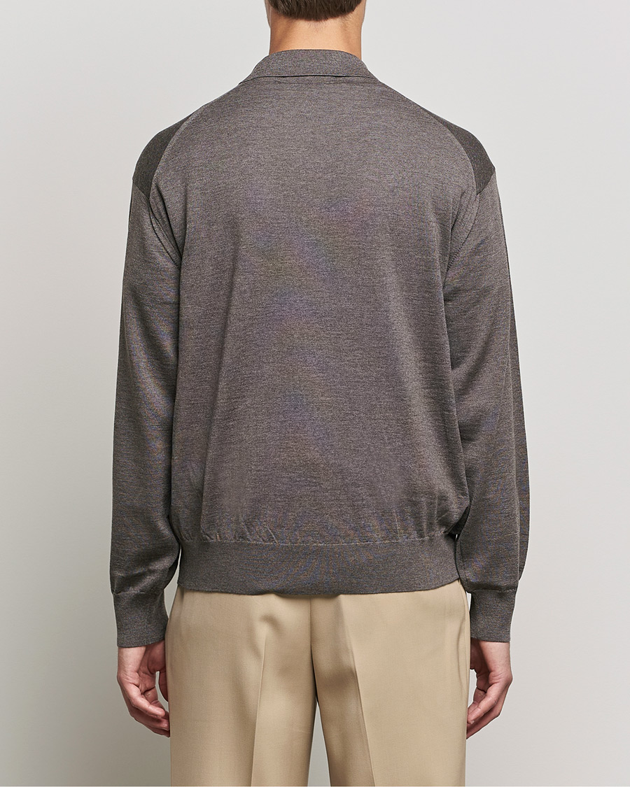 Herre | Trøjer | Auralee | Knitted Wool Polo Dark Brown