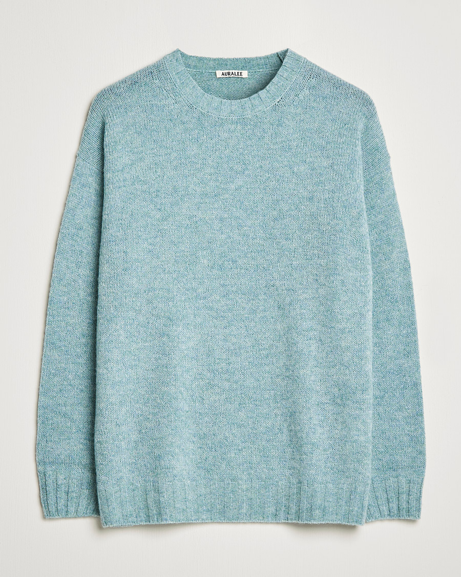 Herre | Nye varemærker | Auralee | Wool/Cashmere Crewneck Knit Top Blue Green