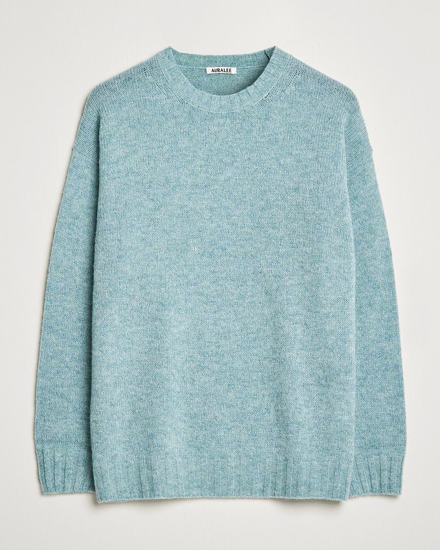 Herre | Trøjer | Auralee | Wool/Cashmere Crewneck Knit Top Blue Green