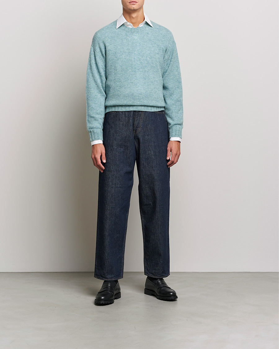 Herre | Trøjer | Auralee | Wool/Cashmere Crewneck Knit Top Blue Green